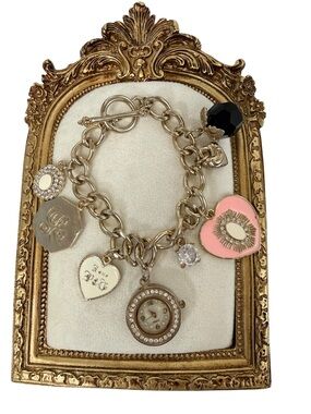 Figaro rhinestone watch Enamel  toggle charm bracelet